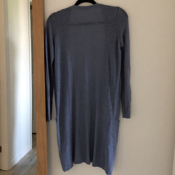 100% Cotton Long Dusty Blue Cardigan - Picture 10 of 11